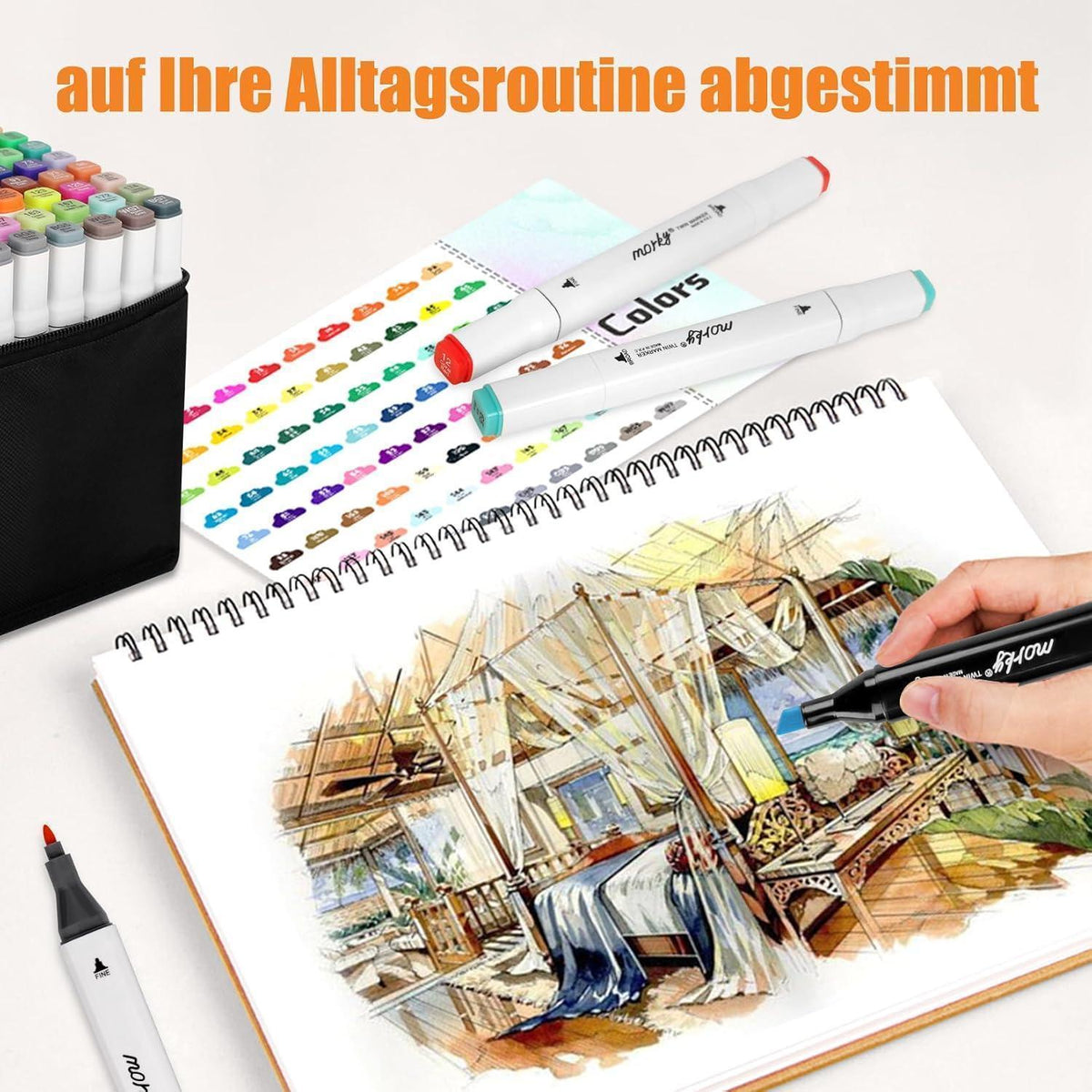 262er Alkohol Marker Set mit App | Doppelspitze & Farbkarte