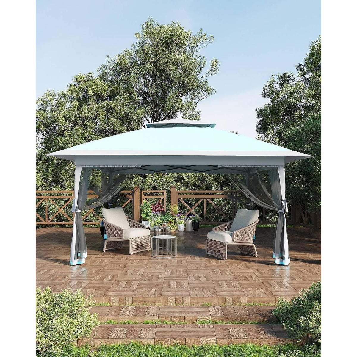 Faltpavillon 3x3m mit Moskitonetz & Seitenteilen – Wasserdicht & Stabil