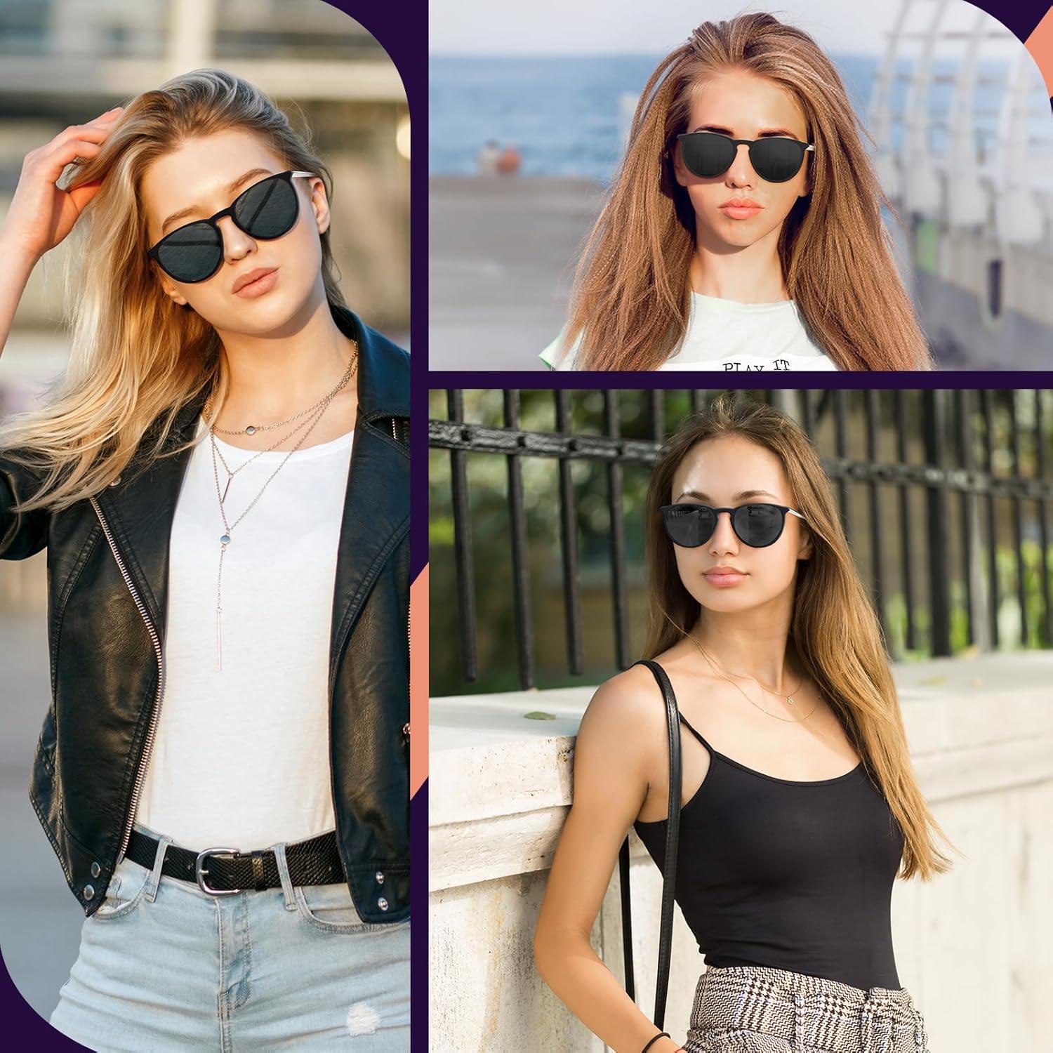 Polarisierte Damen Sonnenbrille UV400 Schutz Cateye Retro Vintage Rund
