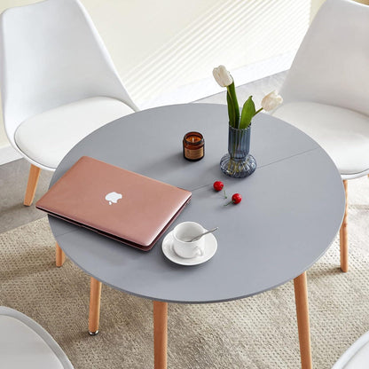 Esszimmergruppe Grau-Weiß: Runder Tisch (80cm) + 4 Stühle