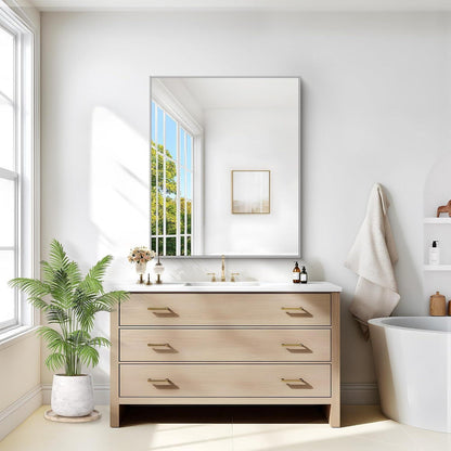 Moderner Badezimmerspiegel mit Metallrahmen – 76x91 cm Wandspiegel
