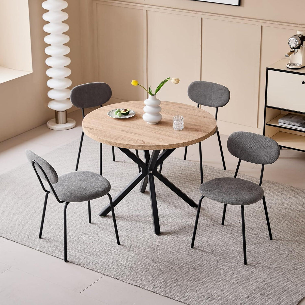 Esszimmerstuhl Set 6er – Modern, Gepolstert, Dunkelgrau