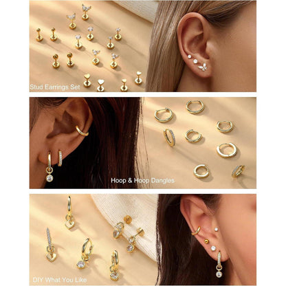 15 Paar Damen Ohrringe aus Chirurgenstahl – Gold & Silber