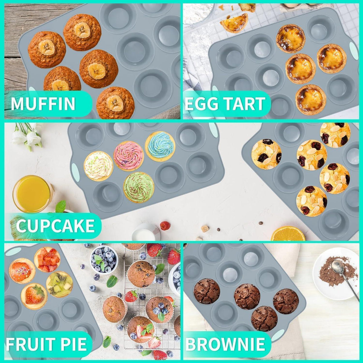 2x Silikon Muffinbackform 12 Tassen – Antihaft & Spülmaschinenfest