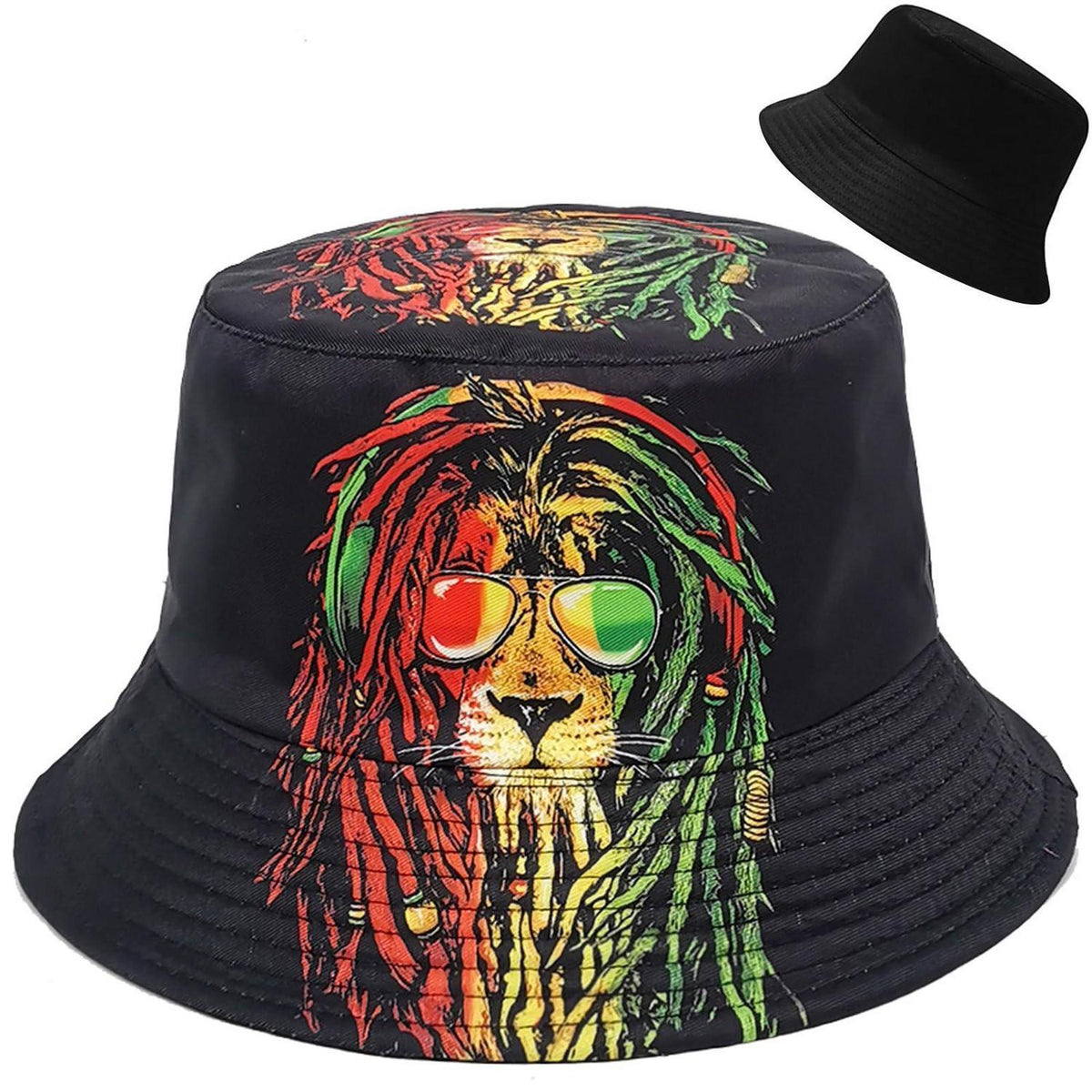 Damen Fischerhut Bucket Hat Reversibel Sommerhut Schwarz