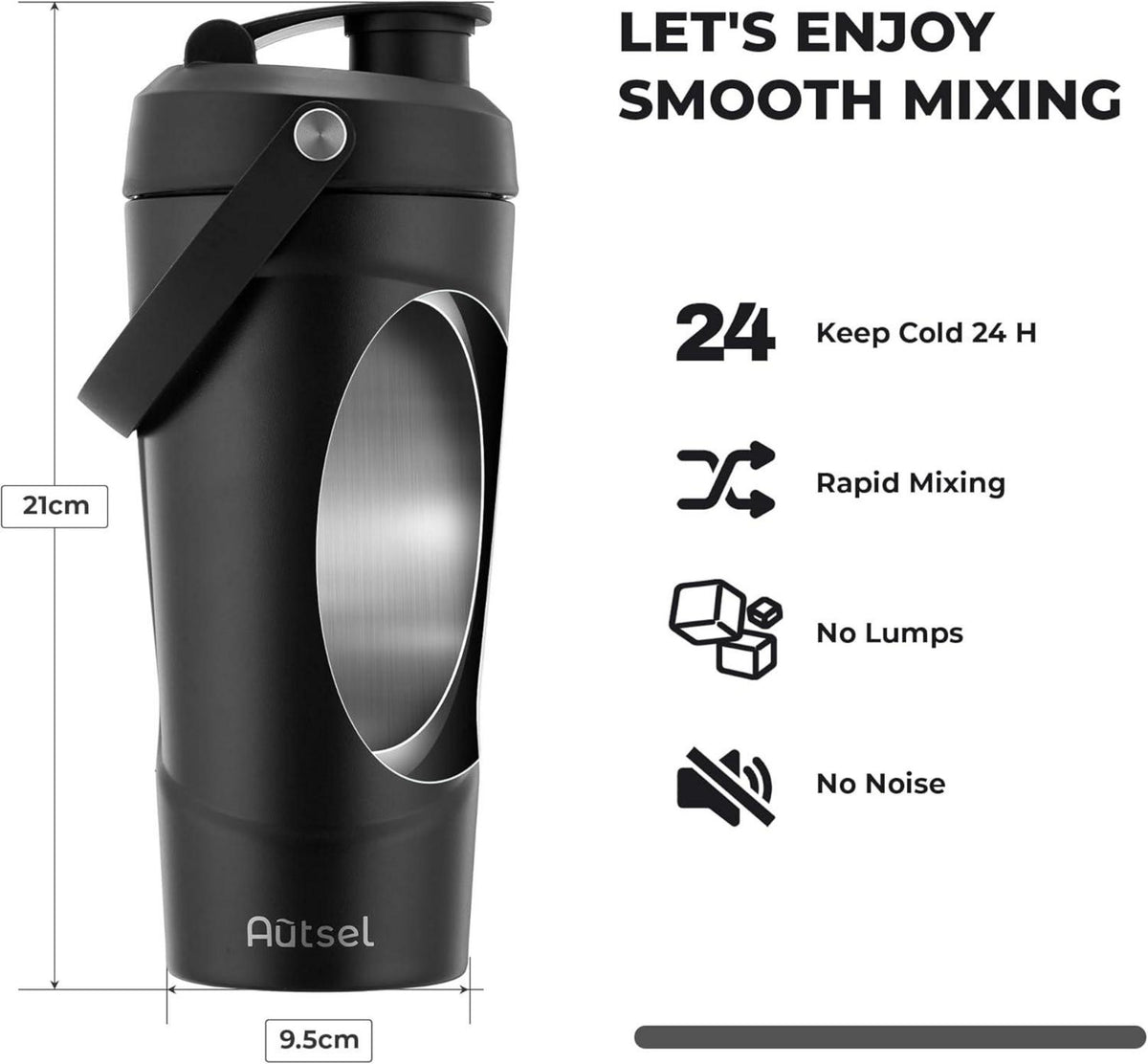 Edelstahl Protein Shaker 750ml mit Kugel, BPA frei, Vakuum Isolierung