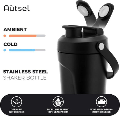 Edelstahl Protein Shaker 750ml mit Kugel BPA frei Vakuum Isolierbecher