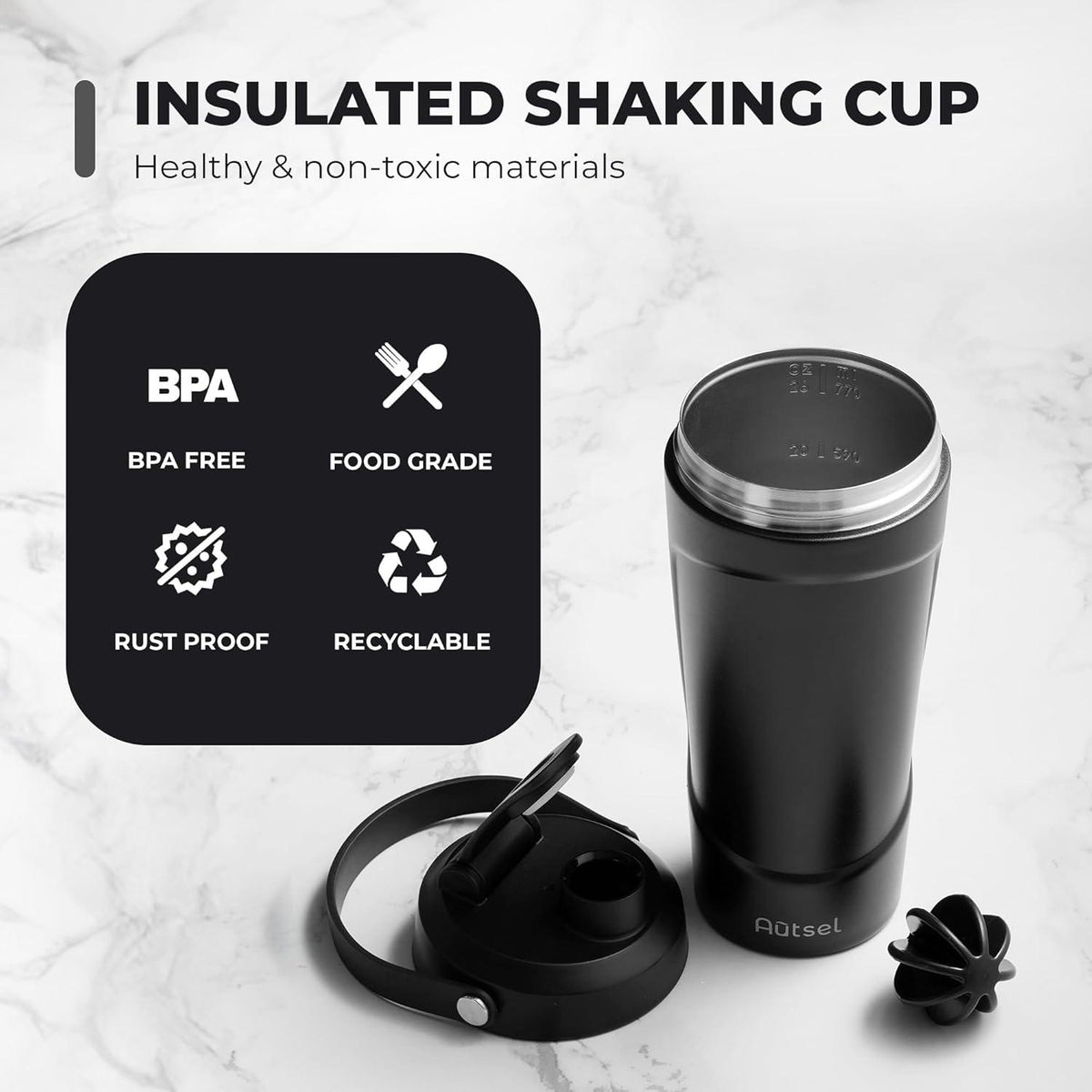 Edelstahl Protein Shaker 750ml BPA frei Fitness Shake Becher