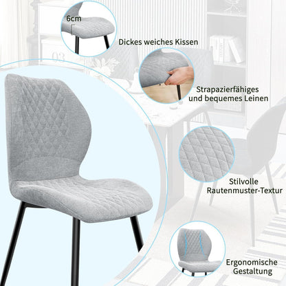 Gepolsterte Esszimmerstühle 6er Set Grau – Modern & Ergonomisch