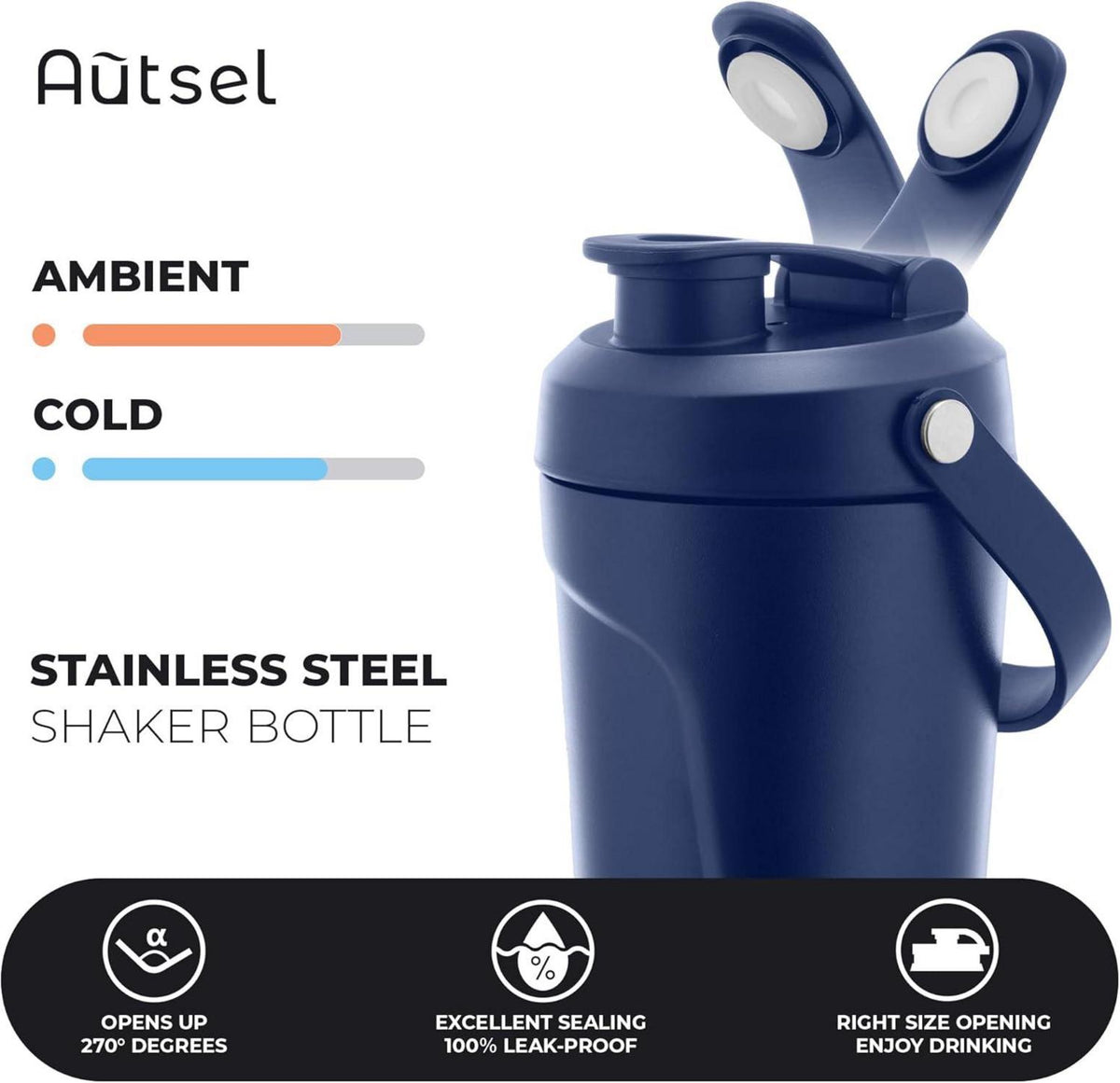Edelstahl Protein Shaker 750ml mit Kugel BPA frei Vakuum Isolierbecher