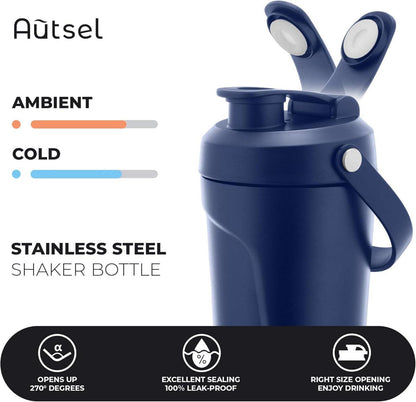 Edelstahl Protein Shaker 750ml mit Kugel BPA frei Vakuum Isolierbecher