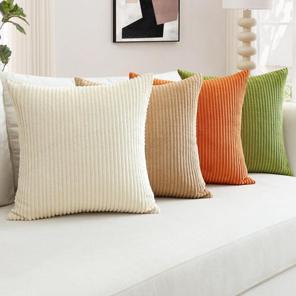 Cord Kissenbezüge 4er Set 45x45 cm Orange Grün