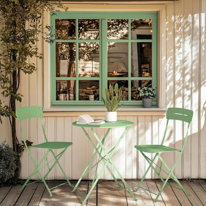Bistro Set Grün 3-teilig klappbar wetterfest für Balkon & Garten