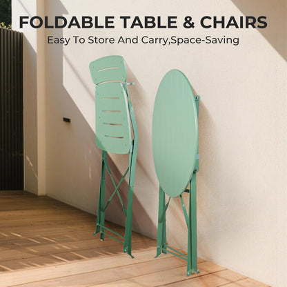 Bistro Set Grün 3-teilig klappbar wetterfest für Balkon & Garten