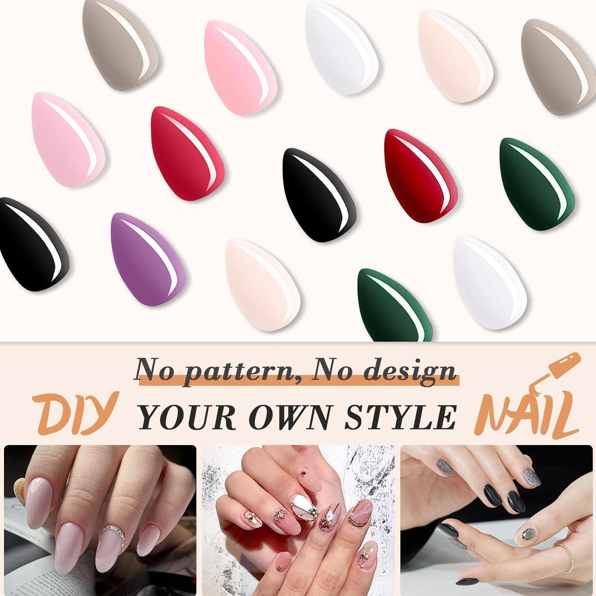 Press on Nails Mandel Silber – 24 Stück Künstliche Nägel