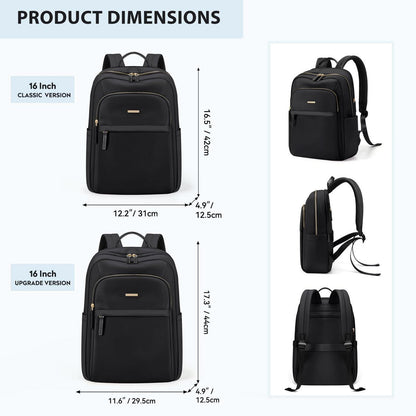 Laptop Rucksack Damen Herren | Elegantes Daypack für Uni, Reise & Büro (16 Zoll)