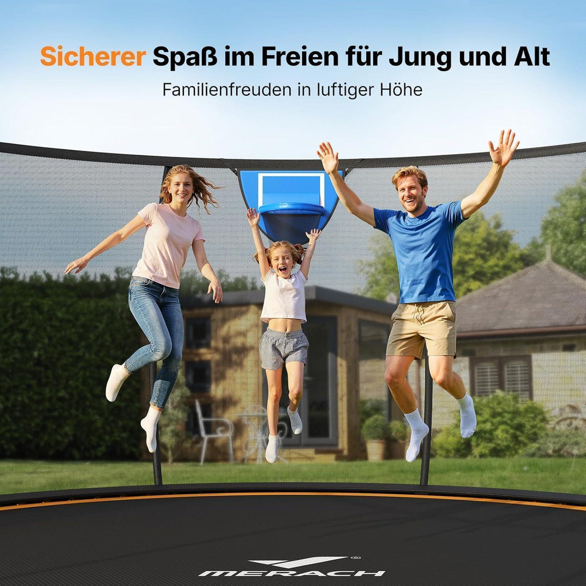 Outdoor Trampolin mit Sicherheitsnetz & Basketball 427cm