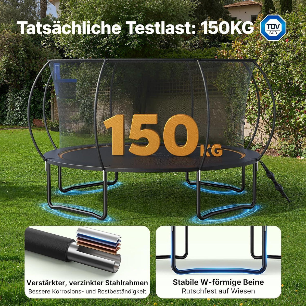 Outdoor Trampolin mit Sicherheitsnetz & Basketball 427cm
