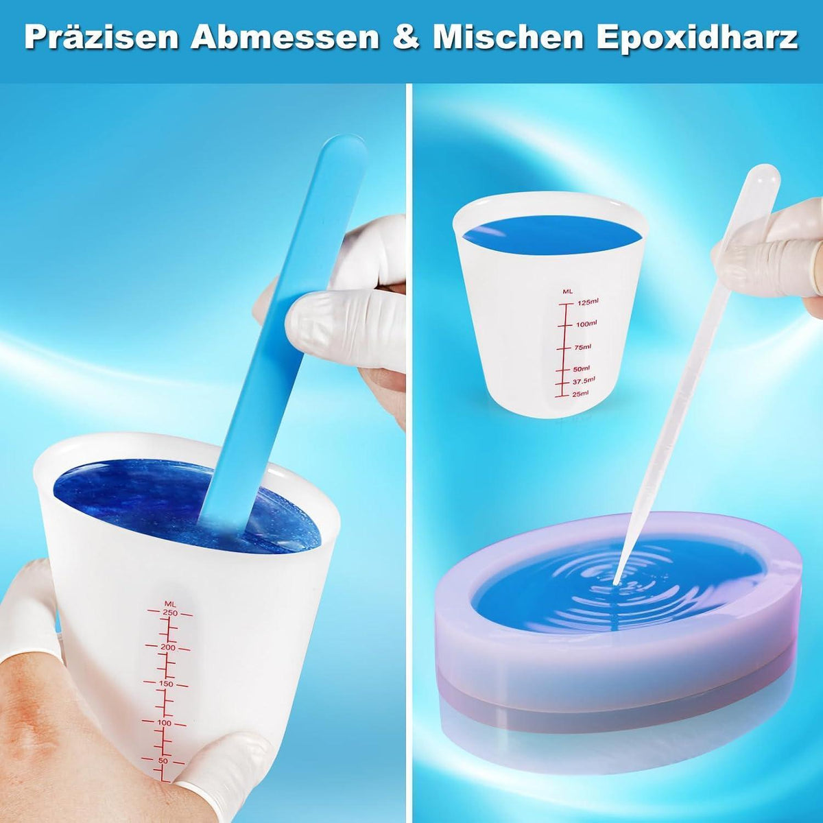 Silikon Messbecher Set 3er Pack für Epoxidharz & DIY