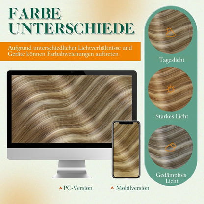 Echthaar Tape Extensions Ombre Braun Balayage Platinblond