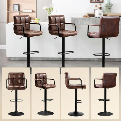 Barhocker Set 4er – Höhenverstellbar, Dunkelbraun