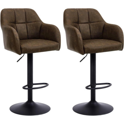 Moderner Barhocker 2er Set, höhenverstellbar & gepolstert in Lederoptik