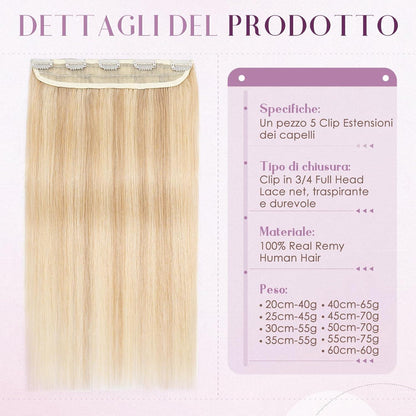 Clip-in Haarverlängerung Blond 30cm – Remy Echthaar #18/613