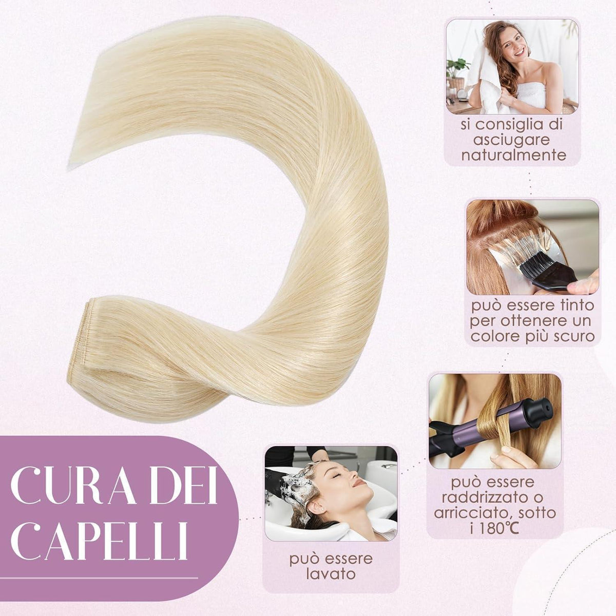 Blond Clip-in Echthaarverlängerung 55cm #60 Platinblond