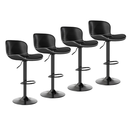 Verstellbarer Barhocker Set (4x) – Schwarz in Lederoptik