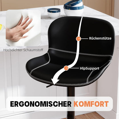 Verstellbarer Barhocker Set (4x) – Schwarz in Lederoptik