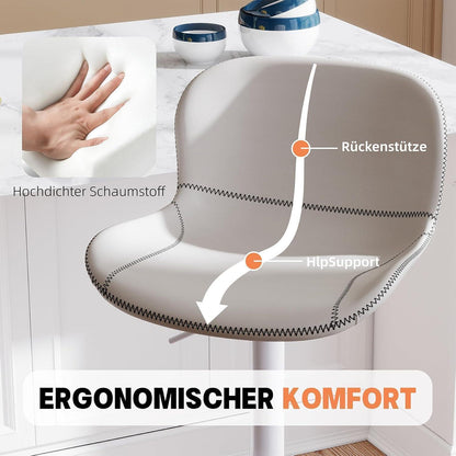 Verstellbarer Barhocker Set (3er) – Weiß in Lederoptik