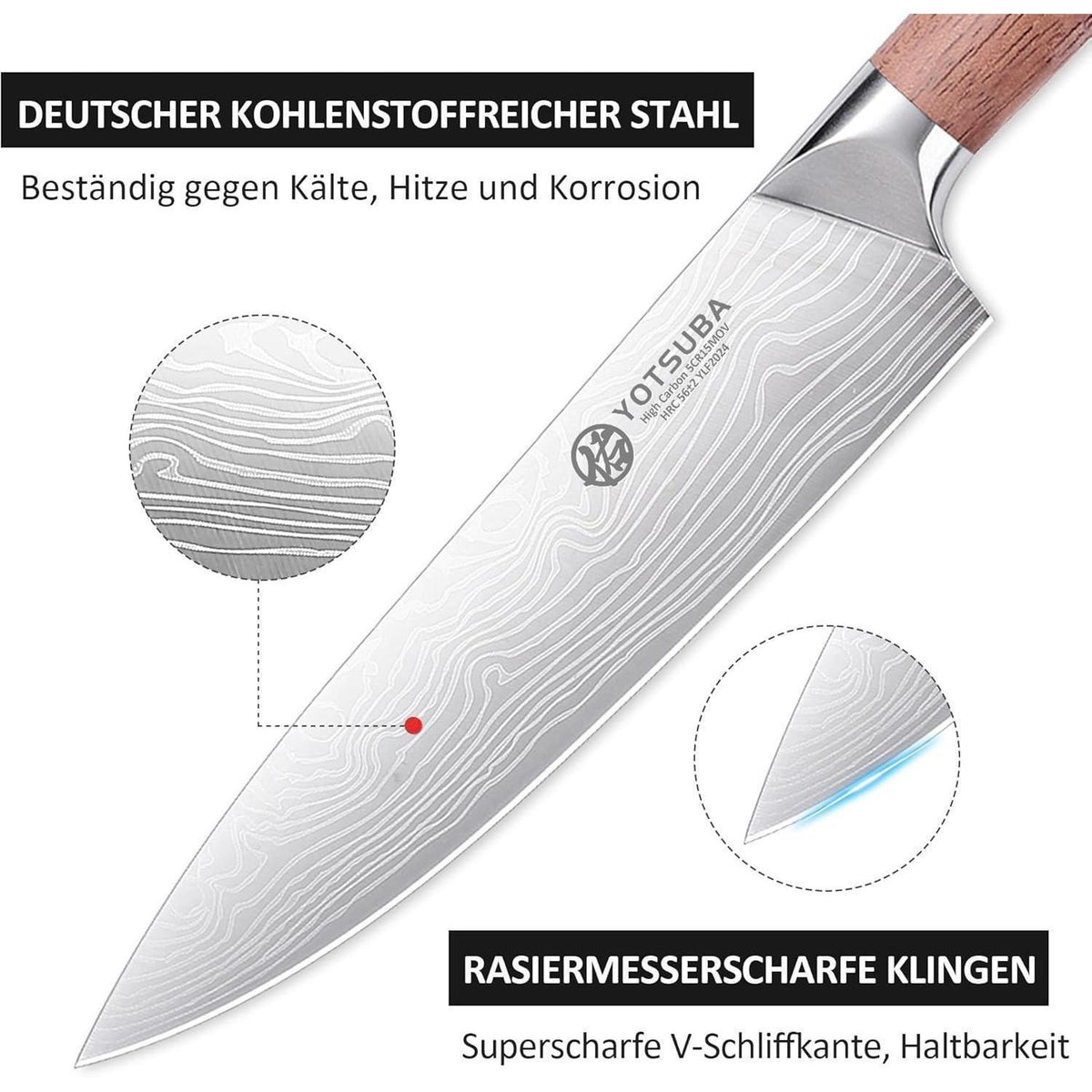 8-tlg. Küchenmesser Set mit Messerblock | Hochwertiges Edelstahl