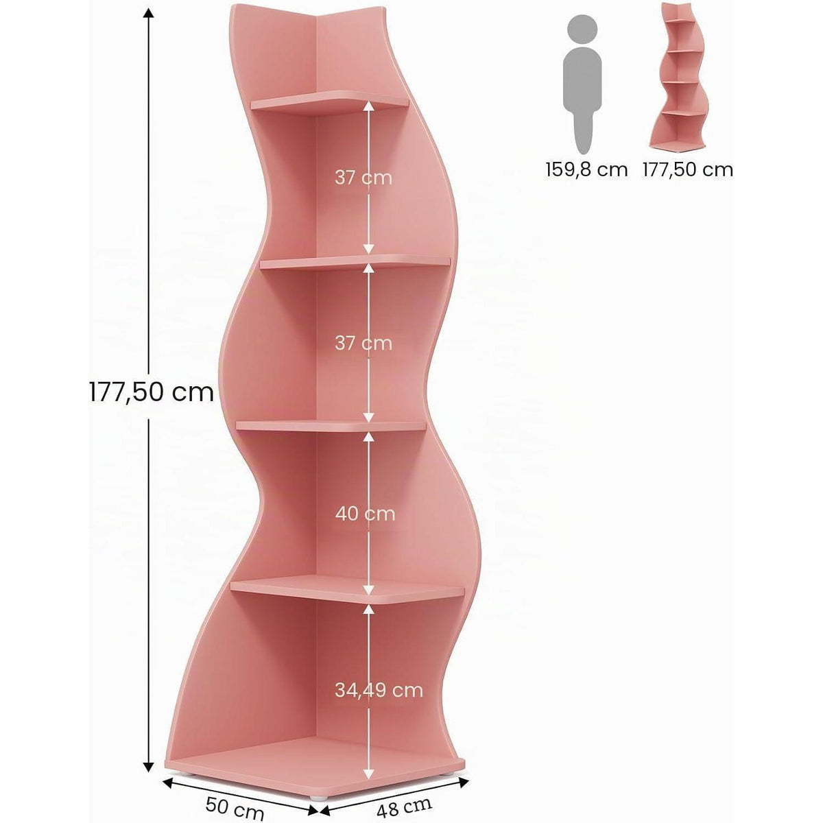 5-stufiges Eckregal Rosa – Bücherregal & Pflanzenständer