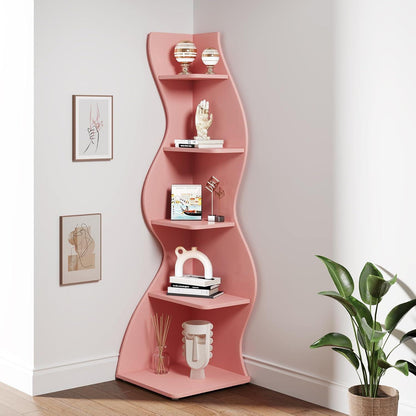 5-stufiges Eckregal Rosa – Bücherregal & Pflanzenständer