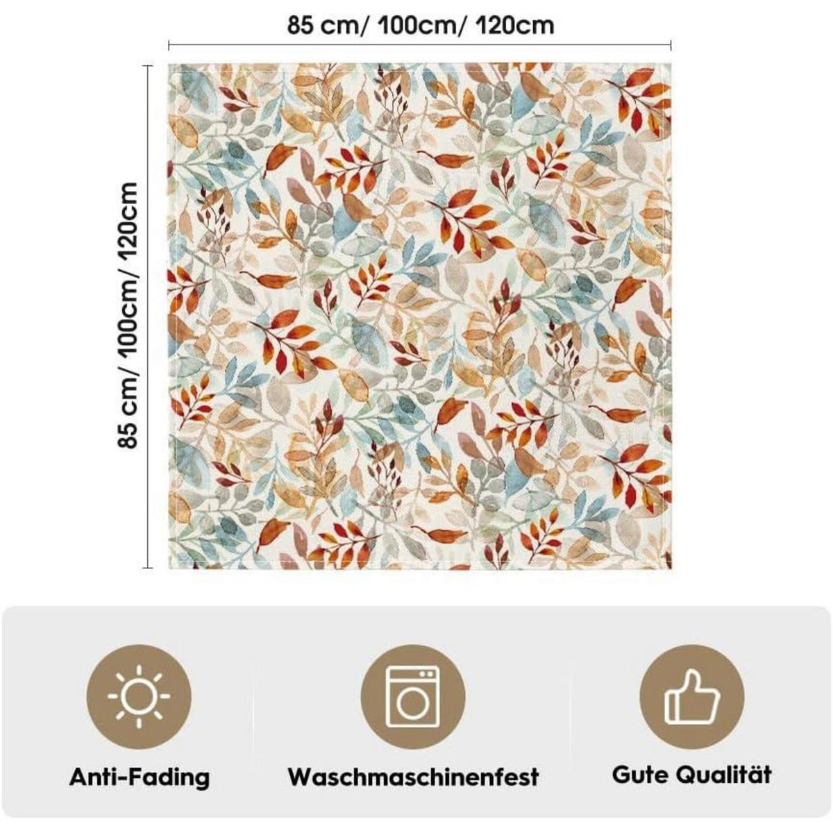 Tischdecke Herbst Blätter Rot 100x100 cm pflegeleicht