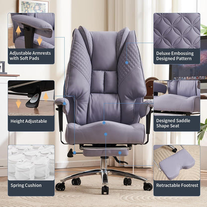 XXL Ergonomischer Bürostuhl mit hoher Rückenlehne, bis 200 kg belastbar (Helllila)