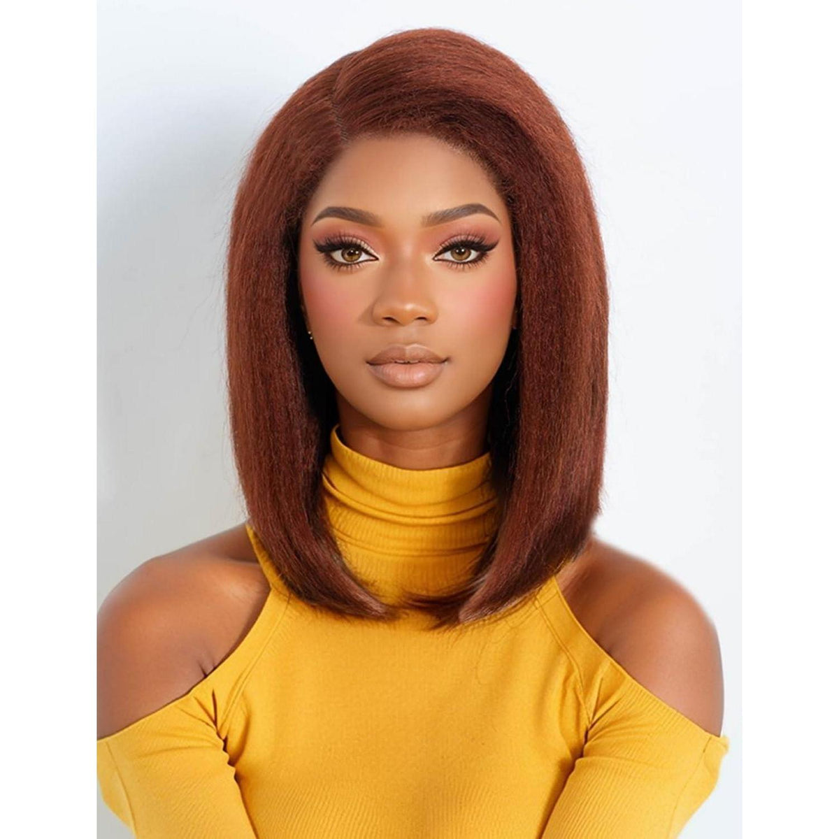 Echthaar Bob Perücke Kinky Straight mit Babyhaar 45cm