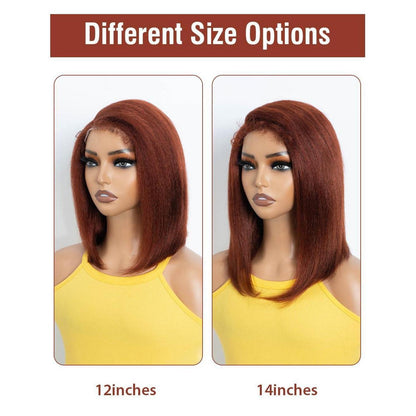 Echthaar Bob Perücke – Kinky Straight mit Babyhaar (40cm)