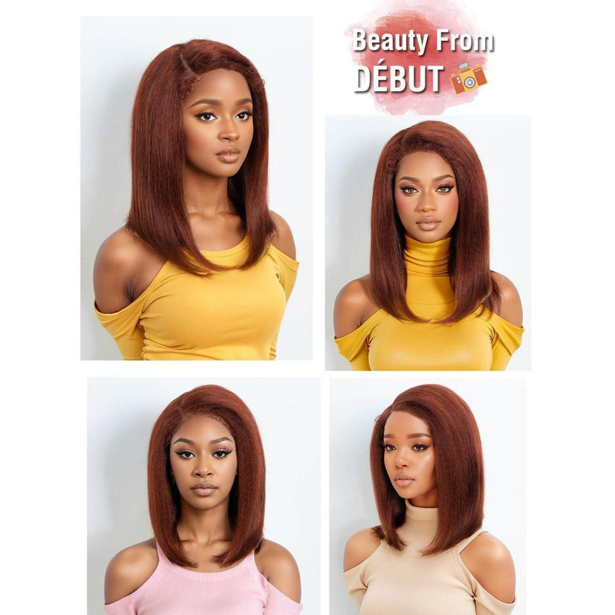 Echthaar Bob Perücke – Kinky Straight mit Babyhaar (40cm)