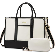 Laptoptasche Damen 15,6 Zoll, wasserdicht, Arbeitstasche, beige+schwarz