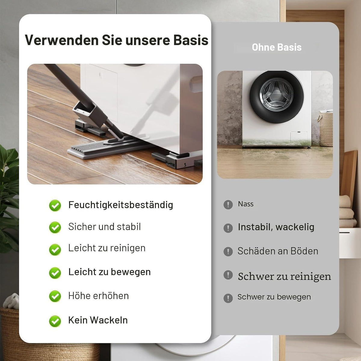 Waschmaschinen Rollen Untergestell verstellbar 50-80cm