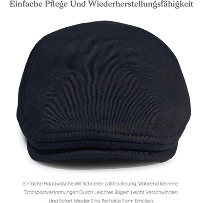 Schiebermütze Herren Baumwolle mit Gummizug – Schwarz