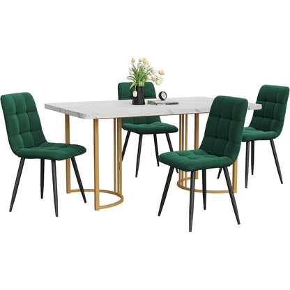 Essgruppe 5-tlg. Modernes Esszimmer-Set mit Samtstühlen