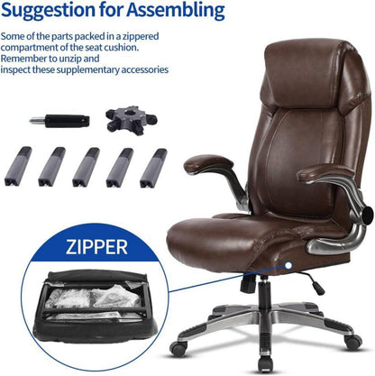 Ergonomischer KCREAM Bürostuhl Braun mit Klapparmlehnen