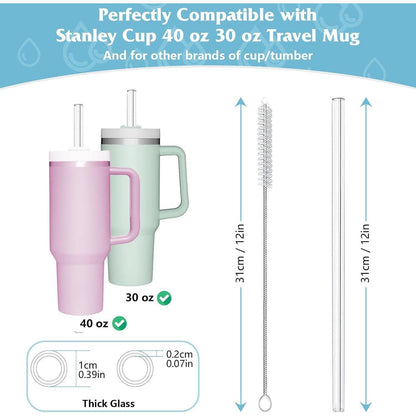 Glasstrohhalme 31cm – 10er Set für Stanley Cup & mehr