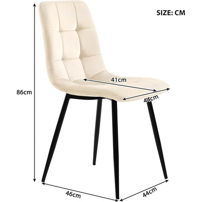 Esstisch Set 117cm mit 4 Samtstühlen – Modernes Esszimmer Set