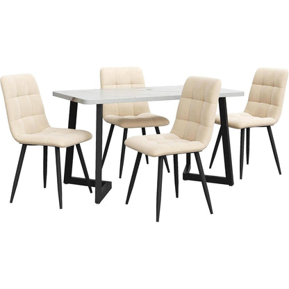 Esstisch Set 117cm mit 4 Samtstühlen – Modernes Esszimmer Set