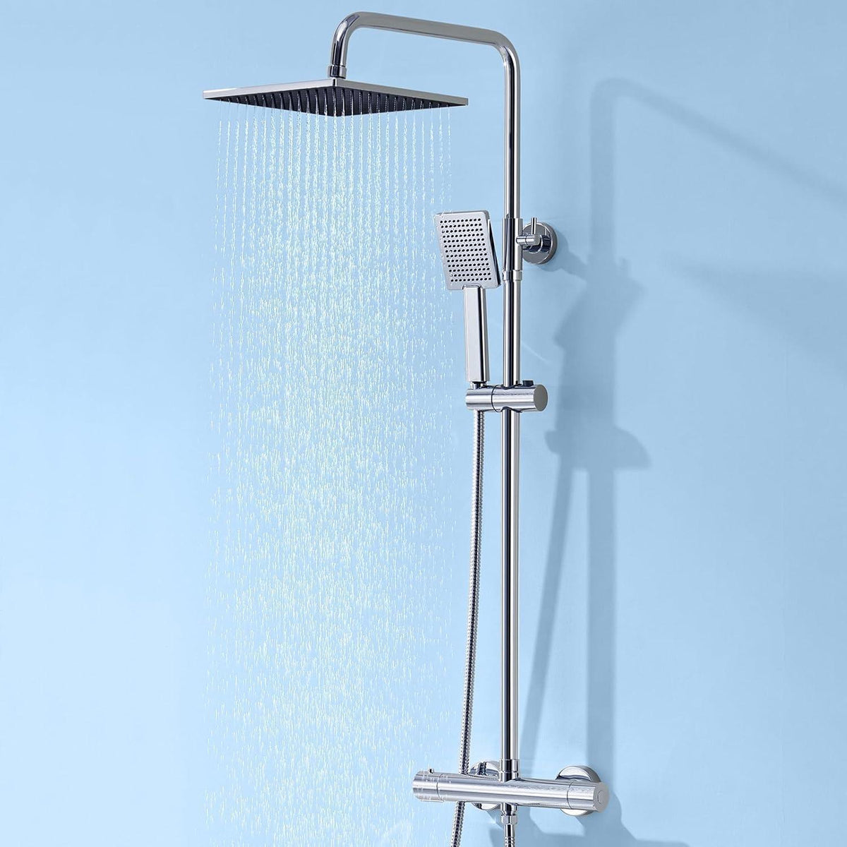 Thermostat-Duschsystem mit Regendusche & Verbrühschutz