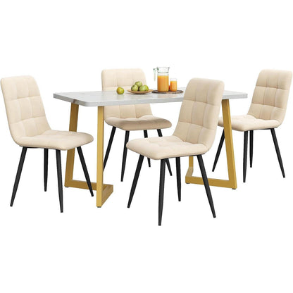 Esstisch Set 117cm mit 4 Samtstühlen – Modernes Esszimmer