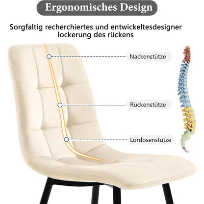 Esstisch Set 117cm mit 4 Samtstühlen – Modernes Esszimmer